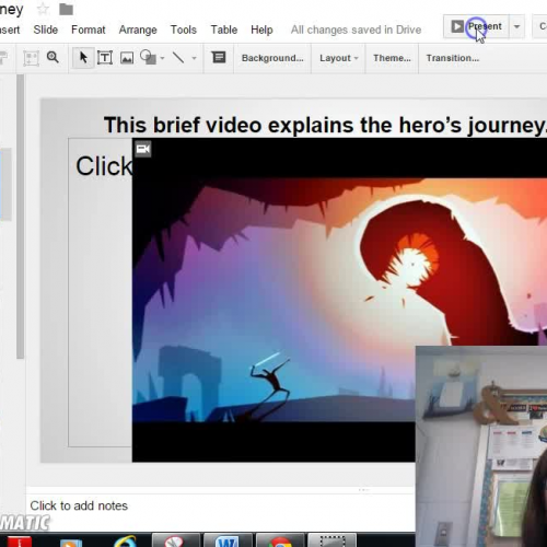 hero's journey info--replaying a professional vid for student access