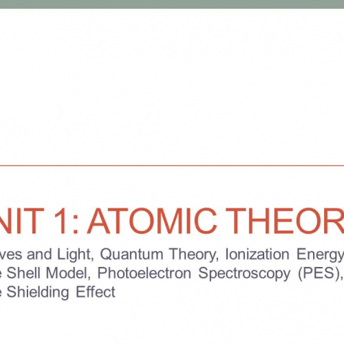 Atomic Theory II Part I
