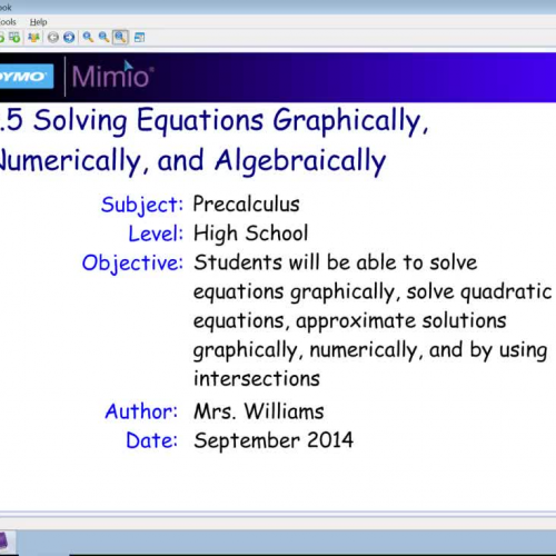 P.5 - Solving Equations Graphically, Numerically, and Algebraically