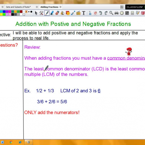 Adding Positive and Negative Fractions