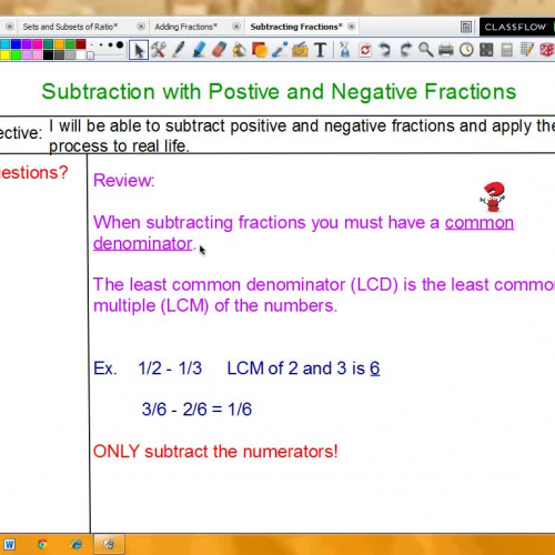 Subtraction with Positive and Negative Fractions