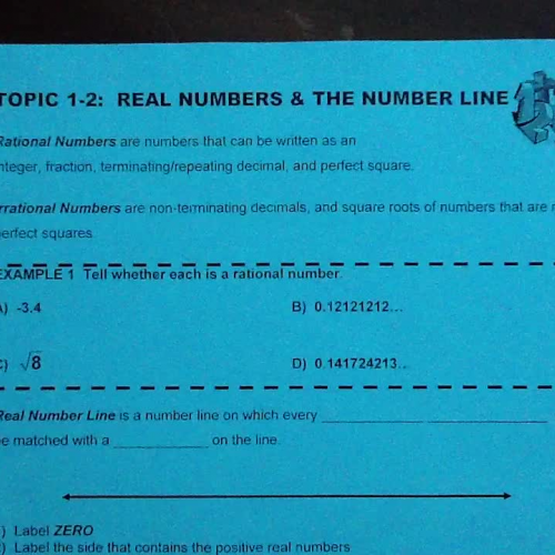 Real Numbers and the Number Line