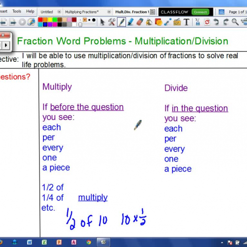 Word Problems with Fractions - Multiplication and Divison