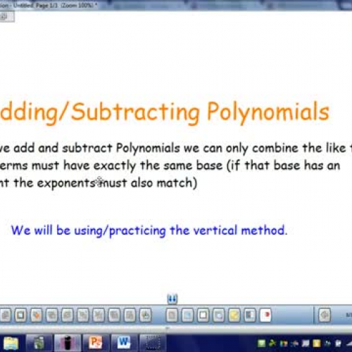 Adding and Subtracting Polynomials