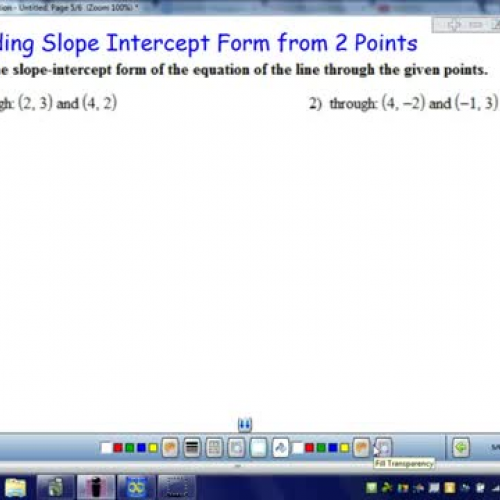 Finding Slope Intercept Form From 2 Points