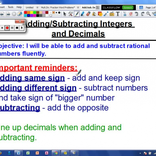 Adding/Subtracting Decimals