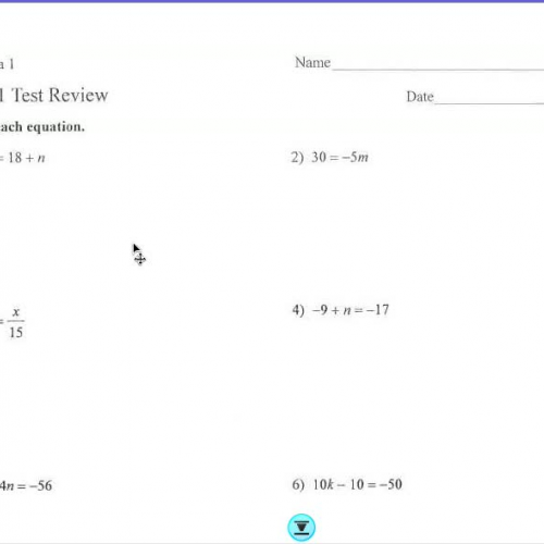 Unit 1 Algebra Test Review