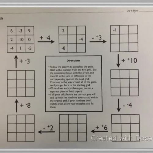 Integer Grids instructions for Mrs. Royster's Students