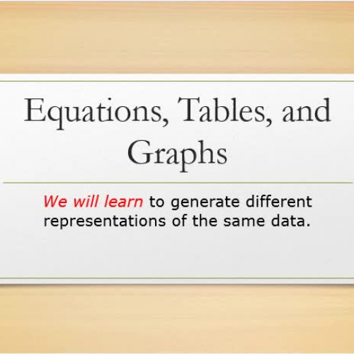 Equations, Tables, and Graphs
