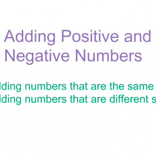 Adding Positive and Negative Numbers