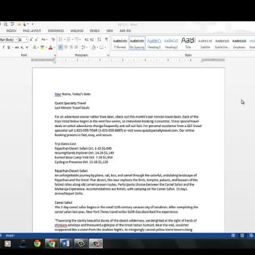 Unit C Word -- Formatting Text and Paragraphs