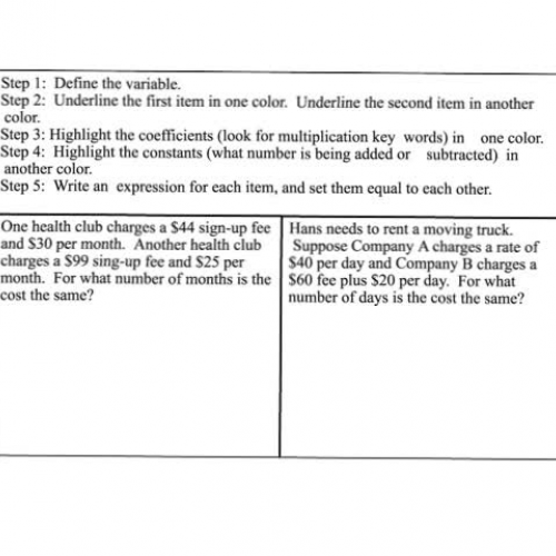 9/28 word problems with the variable on both sides
