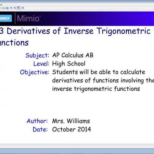 4.3 Derivatives of Inverse Trigometric