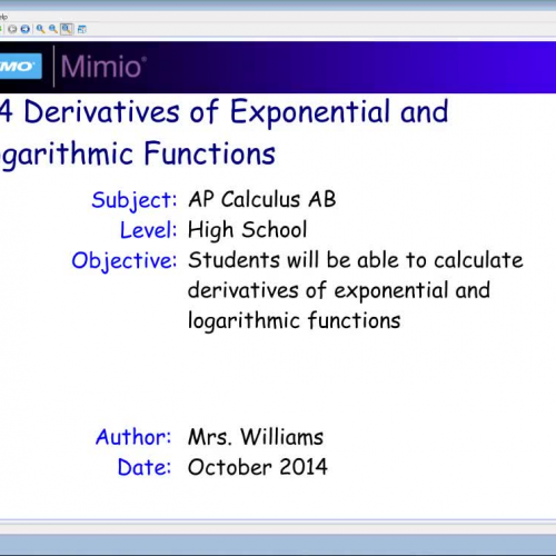 4.4 Derivatives of Exponential and Logarithmic Functions - Part 1