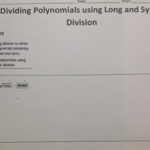 7.4 Part 1 Long Division of Polynomials
