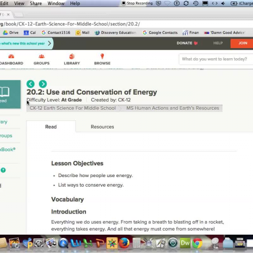 20.2 CK12 Earth Science for Middle School - Use and Conservation of Energy