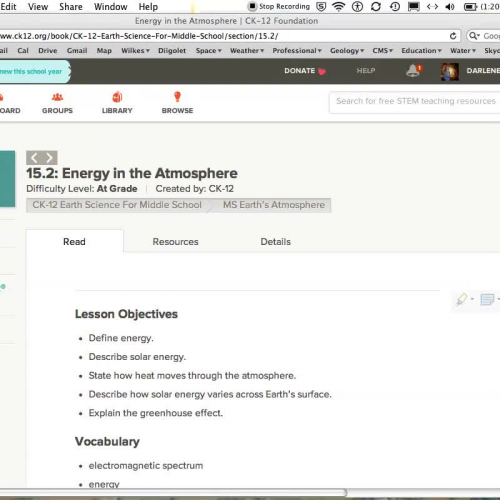 15.2 CK12 Earth Science for Middle School - Energy in the Atmosphere