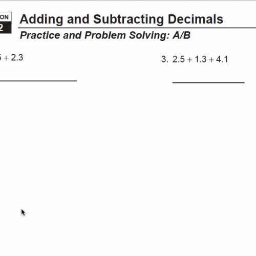 Adding and Subtracting Decimals 10/6