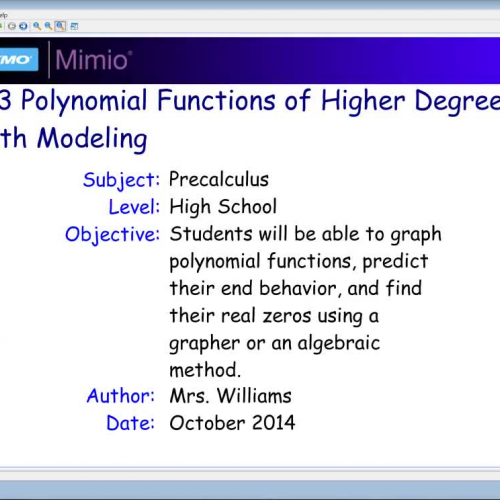 2.3 Polynomial Functions of Higher Degree