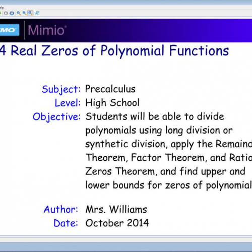 2.4 Real Zeros of Polynomial Functions - Part 1