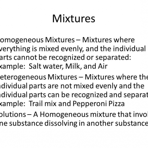 Pure Substances and Mixtures