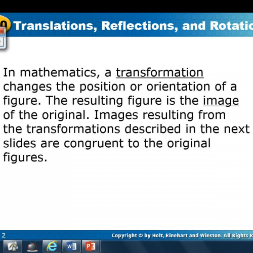 Transformations and Translations Notes