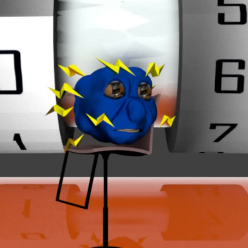 Entertaining 3D cartoon that shows solar power generating rather than using electrical energy