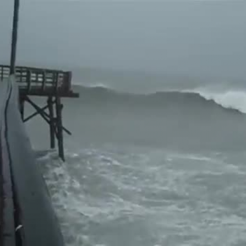 Hurricane Patricia High Waves From The Pier
