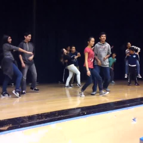 8th grade practices their hip hop dance