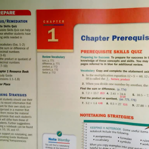 Pre Algebra Prerequisite p 4