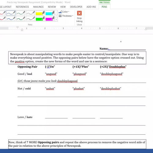 Practicing Newspeak Explanation