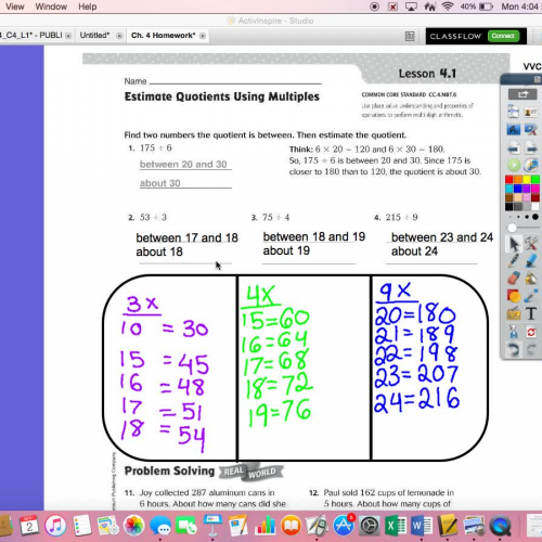 4.1 Estimate Quotients Using Multiples