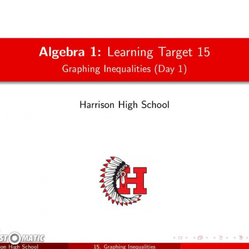 Algebra 1 @ Harrison: Learning Target 15, Graphing Inequalities (Pt 1)