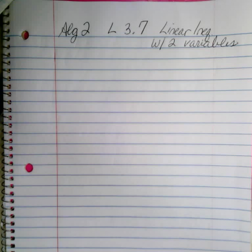 Algebra 2 L 3.7 Graphing Linear Inequalities 1 of 2