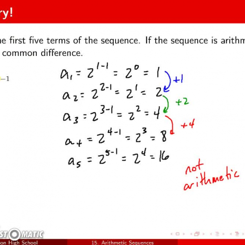 Pre-Calc @ Harrison, Learning Target 15,  Arithmetic Sequences and Series, Day 1, Pt 1