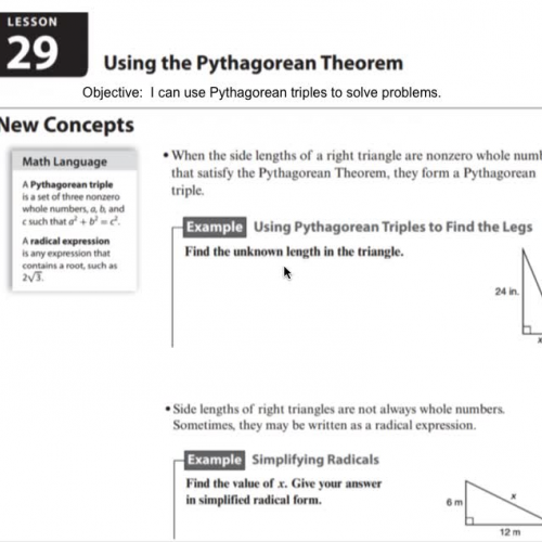 Geometry - Pythagorean Triples & Simplified Radicals