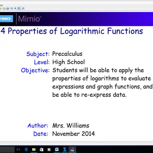 3.4 Properties of Logarithmic Functions