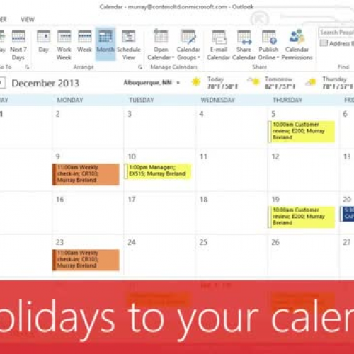 Add holidays to your calendar