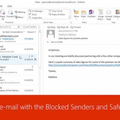 Manage junk email with the Block Senders and Safe Senders lists