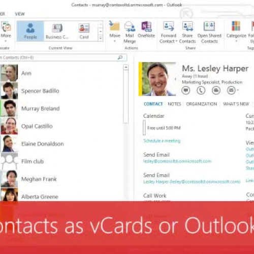 Export contacts as vCards or Outlook contacts
