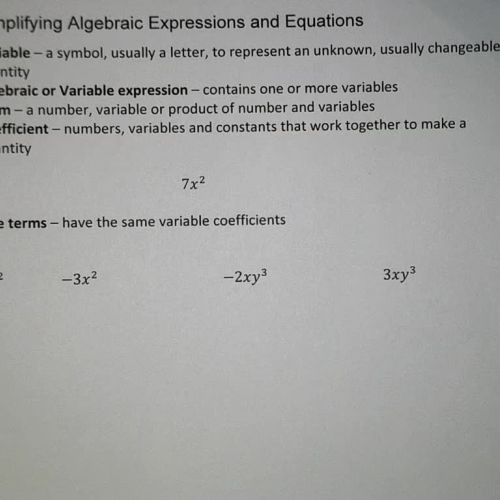 L0.1 E01 Variable Expression and Like Terms