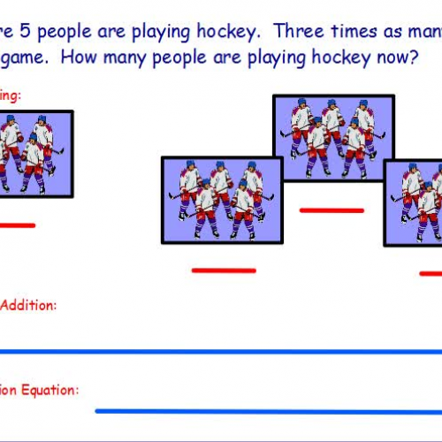 Multiplying by 5 story problem model