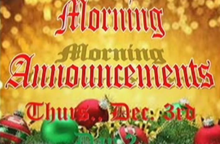 WJHS Morning Announcements 12-3-15