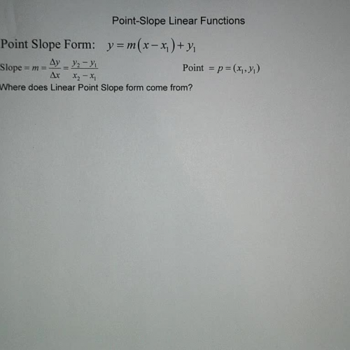 L1 E01 Developing Point-Slope form of Linear Function