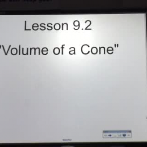 HW 12.08.15 Lesson 9.2 Volume of a Cone