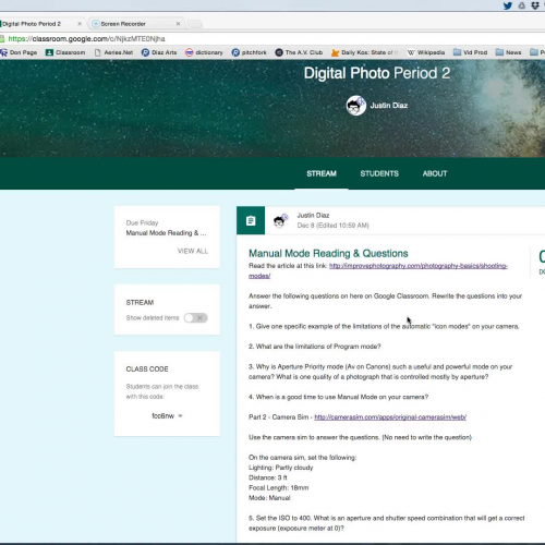 Manual Mode Questions/Camera Sim Assignment Tutorial