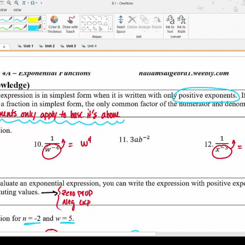 VN: 8.1 & 8.2 - Exponential Properties (Day1): Zero and negative exponents 