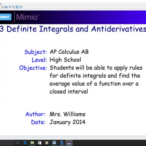 6.3 Definite Integrals and Antiderivatives - Day 1