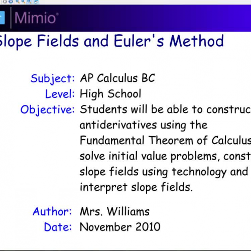 7.1 Slope Fields and Euler's Method