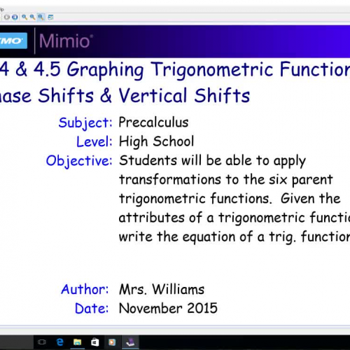 4.5 Graphing Trigonometric Functions - Phase Shifts & Vertical Shifts